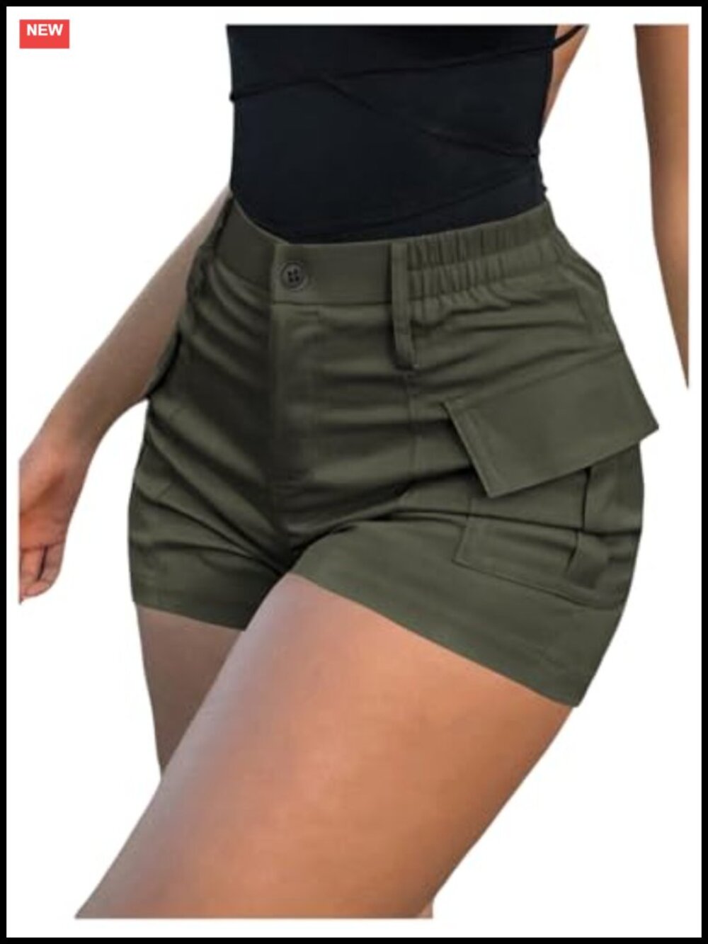 High Waist Cargo Shorts Button Utility Pockets Y2K Streetwear Summer